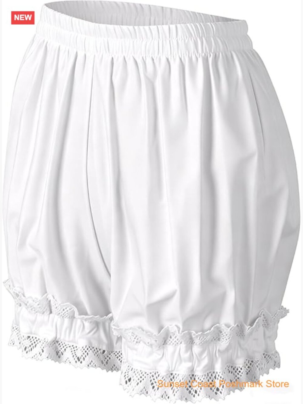 Women's Cotton Lolita Bloomers Ruffle Pumpkin Pants Shorts Drawstring Elastic